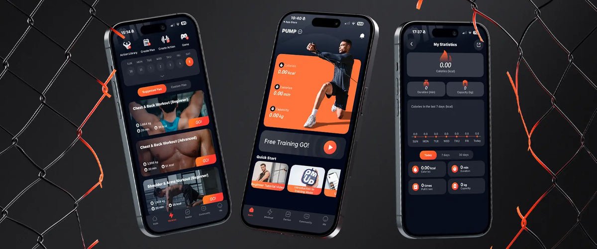 bannière application pump pro fitness pump gratuite à 100% avec plus de 100 tutoriels vidéos filmées