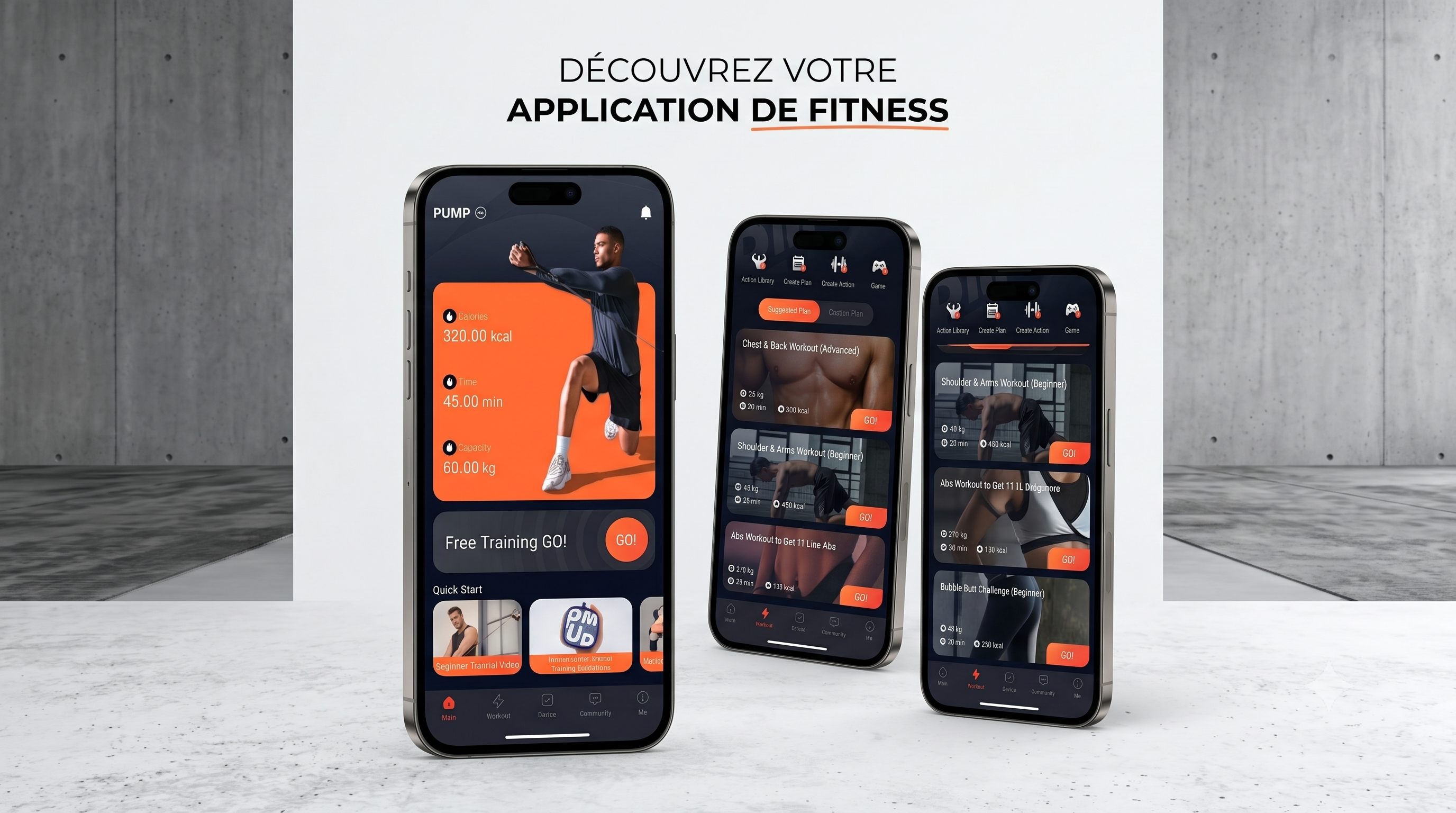 Bannière application fitness pump apple android poulie musculation PUMP Pro